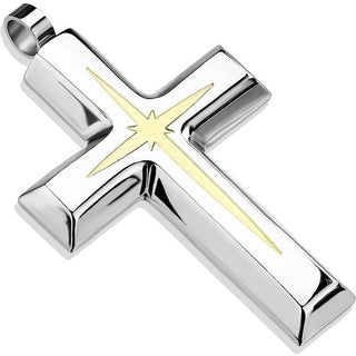 Croce argento con stella oro