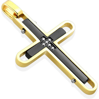 Croce oro e nero con zirconi