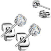 Titanium prong set cubic zirconia 1 pair