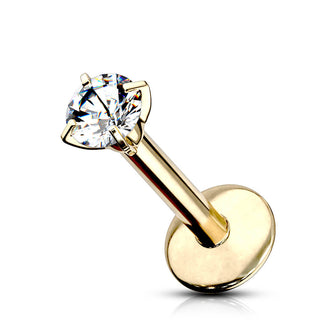 Titanium Labret Zirconia Round Internally Threaded