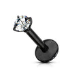 Titanium Labret Zirconia Round Internally Threaded
