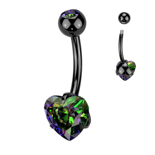 Titanio Piercing Ombelico Zircone a cuore