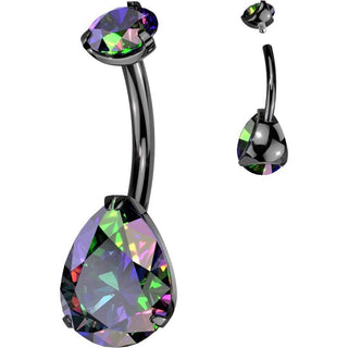Titanium Belly Button Piercing Drop Zirconia Internally Threaded