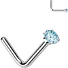 Titanium Nose L-Shape Zirconia Round Silver