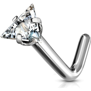 Titanium Nose L-Shape Triangle Zirconia Silver