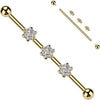 Titanium Industrial Barbell 3 Flower attachments Zirconia Internally Threaded