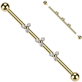 Titanium Industrial Barbell 3 Trinity Triangles zirconia Push-In