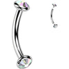 Titanium Curved Barbell zirconia opal Internally Threaded