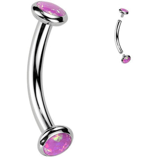 Titanium Curved Barbell zirconia opal Internally Threaded