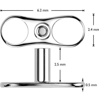Titanium Dermal Anchor dermal anchor base 2.5mm rise 2 holes Internally Threaded