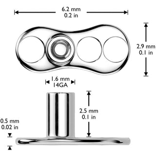 Titanio Àncora Dermica zircone 2,5 mm di altezza Filettatura Interna