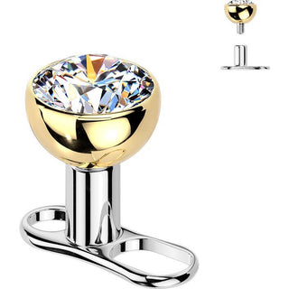 Titanium top 2 hole bezel set cubic zirconia Internally Threaded