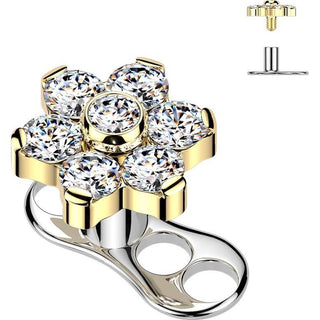 Titanium Dermal Anchor 3 hole flower zirconia Internally Threaded