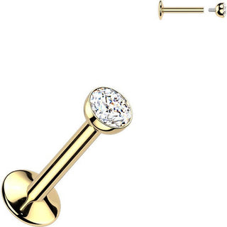 Titanium Labret zirconia bezel setting PVD coating Internally Threaded