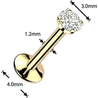 Titanium Labret zirconia prong setting PVD coating Internally Threaded