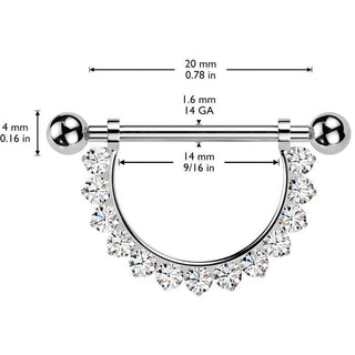 Titanio Piercing Capezzolo barra zircone Filettatura Interna