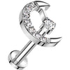 Titanium Labret moon zirconia Internally Threaded