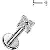 Titanium Labret 4 cubic zirconia flower Internally Threaded