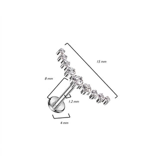 Titanium Labret 9 Zirconia Curved Internally Threaded