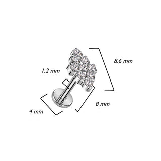 Titanio Labret Design diamante di zirconi Filettatura Interna