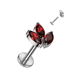 Titanium Labret Leaf Zirconia Internally Threaded
