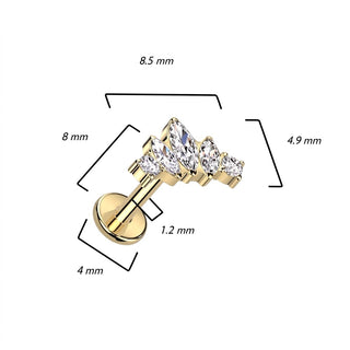 Titanium Labret Zirconia Internally Threaded