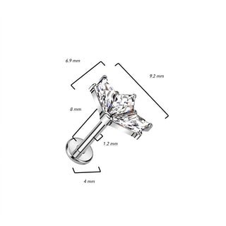 Titanium Labret 3 Zirconia Internally Threaded