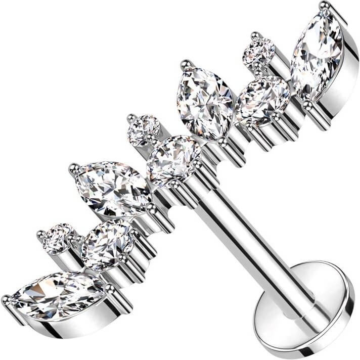 Labret A Sfera In Oro Massiccio 14k: Piercing Al Trago Con Filettatura Interna Da 18 G - Italia - Foto 9