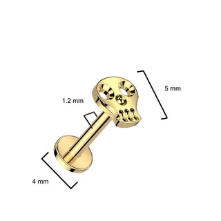 Titanium Labret Skull Internally Threaded