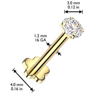 Titanio Labret Zircone base a fiore Filettatura Interna