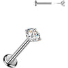 Titanium Labret prong set cubic zirconia Internally Threaded