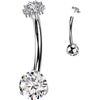 Titanium Belly Button Piercing flower zirconia Internally Threaded