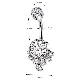 Titanium Belly Button Piercing zirconia cluster Internally Threaded