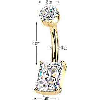 Titanio Piercing Ombelico rettangolo zircone Filettatura Interna