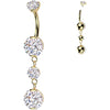 Titanium Belly Button Piercing dangle zirconias Internally Threaded