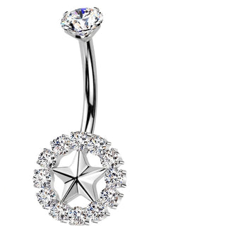 Titanium Belly Button Piercing star zirconia Internally Threaded