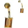 Titanium Belly Button Piercing rectangle natural gem stone Internally Threaded