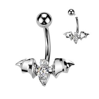 Titanio Piercing Ombelico pipistrello zircone Filettatura Interna