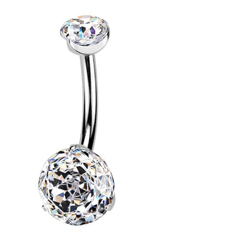 Titanium Belly Button Piercing double zirconia Internally Threaded