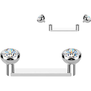 Titanium Surface Barbell zirconia bezel setting Internally Threaded
