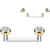 Titanium Surface Barbell zirconia bezel setting Internally Threaded