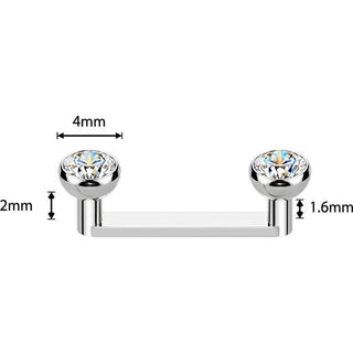 Titanium Surface Barbell zirconia bezel setting Internally Threaded