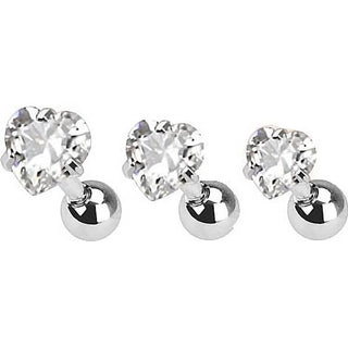 Barbell Argento con zircone a cuore, 3 pezzi