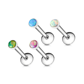 Labret Tondo di opale Filettatura Interna, 4 pezzi