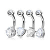 Belly Button Piercing Set Zirconia Gold, 4  pieces