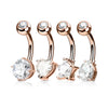 Belly Button Piercing Set Zirconia Gold, 4  pieces