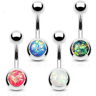 Piercing Ombelico Argento con sfera in opale, 4 pezzi