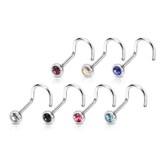 Screw Nasale Argento e zircone tondo, 7 pezzi