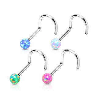 Screw Nasale Argento con sfera in opale, 4 pezzi