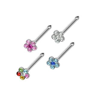 Stud Nasale Argento e fiore di zirconi, 4 pezzi